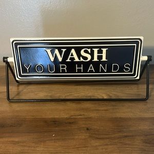 Metal Revolving brush your teeth/wash hands sign